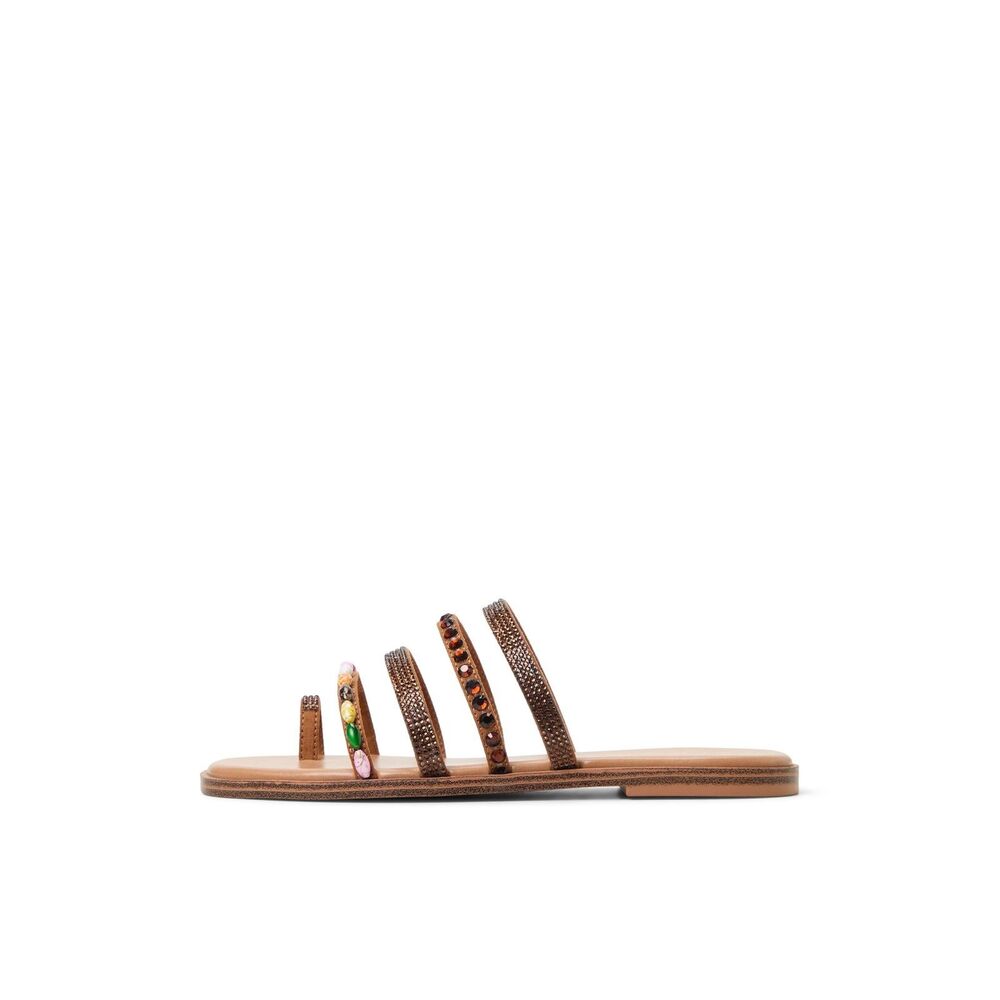 ALDO Lindya Women's Flat Sandals Size 6.5 Multi Embellished Strappy Slides NWT